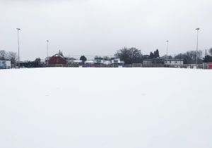 Bracknell Town's Larges Lane in the snow. Photo: @bracknelltownfc on twitter.