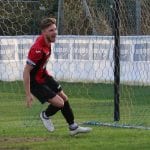 Charlie Oakley scores for Sandhurst Town. Photo: Simon Bryce.