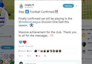 Langley FC twitter confirmation