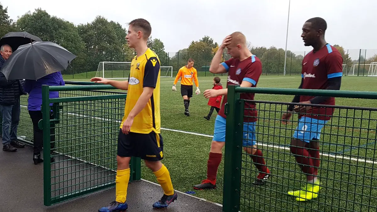 Berks County and Mortimer players head to the changing rooms. Photo: Steve Gabb.