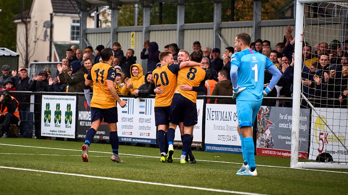 Slough Town players celebrate. Photo: Philip J.A Benton/philipbenton.com