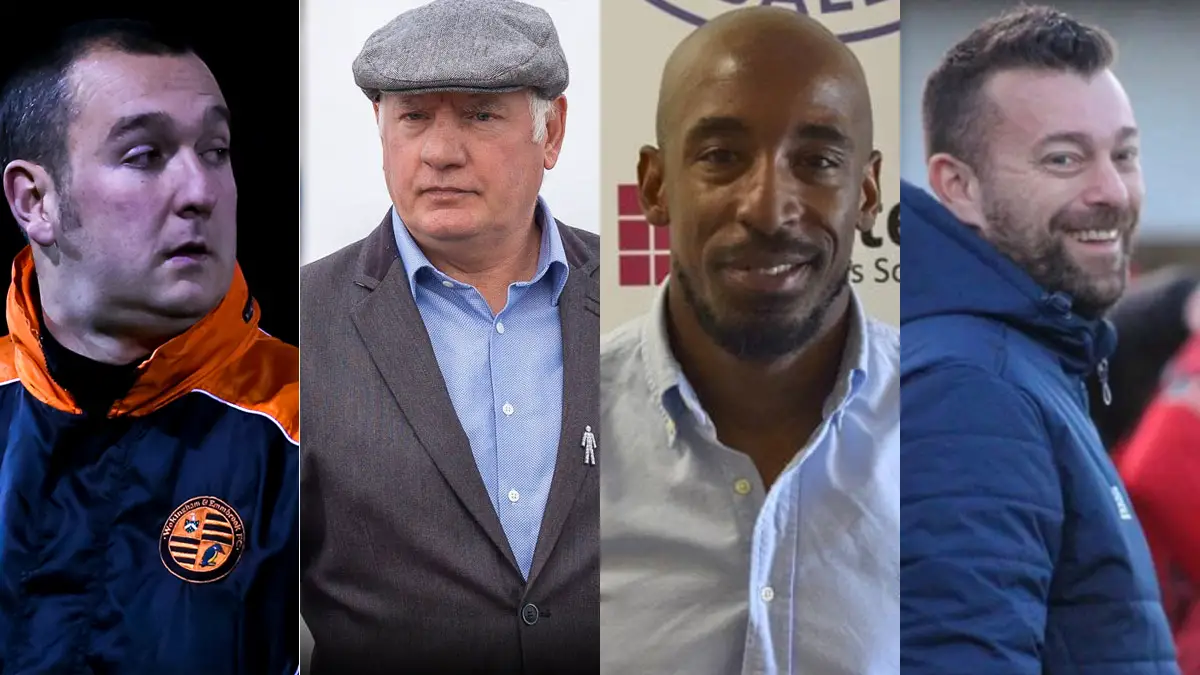 Managers on the big Berkshire longest serving boss list: Left to right - Dan Bateman, Alan Devonshire, Jamie Leacock and Ian Selley.