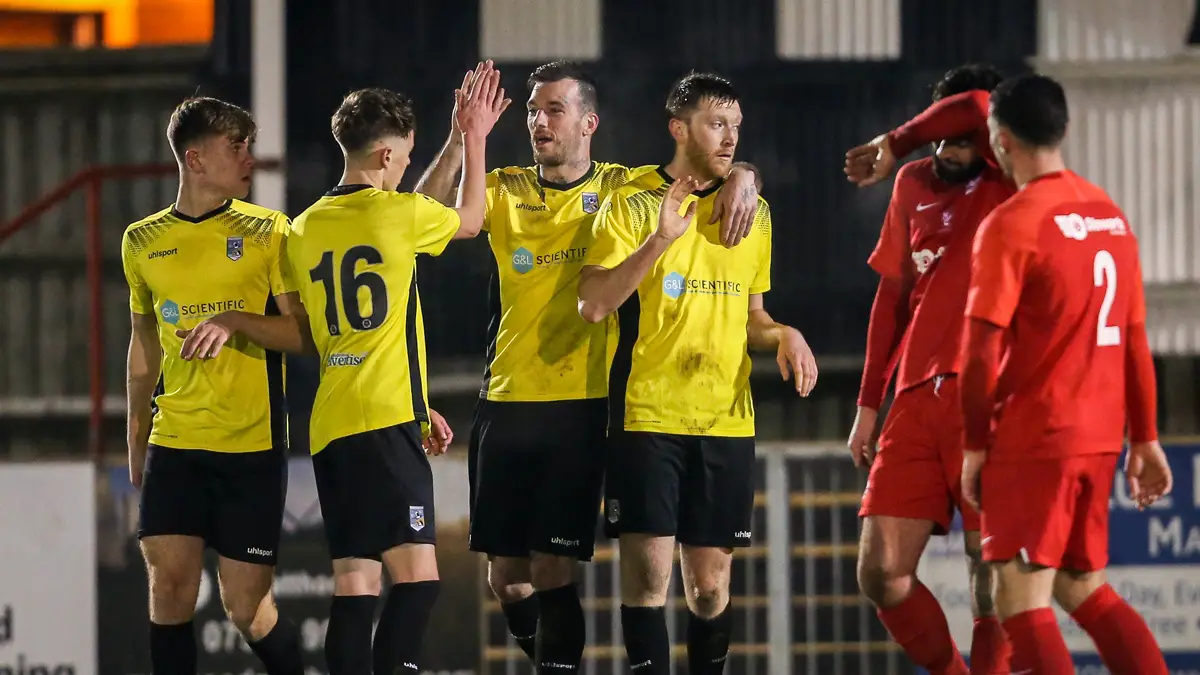 Maidenhead United celebrate in County Cup. Photo: Neil Graham / ngsportsphotography.com