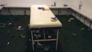 October 2017 of the away team dressing room at Rivermoor post match