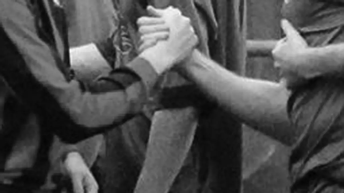 A pre match handshake.