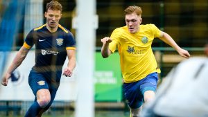 Ascot Uniteds James Haworth in action against Basingstoke Town