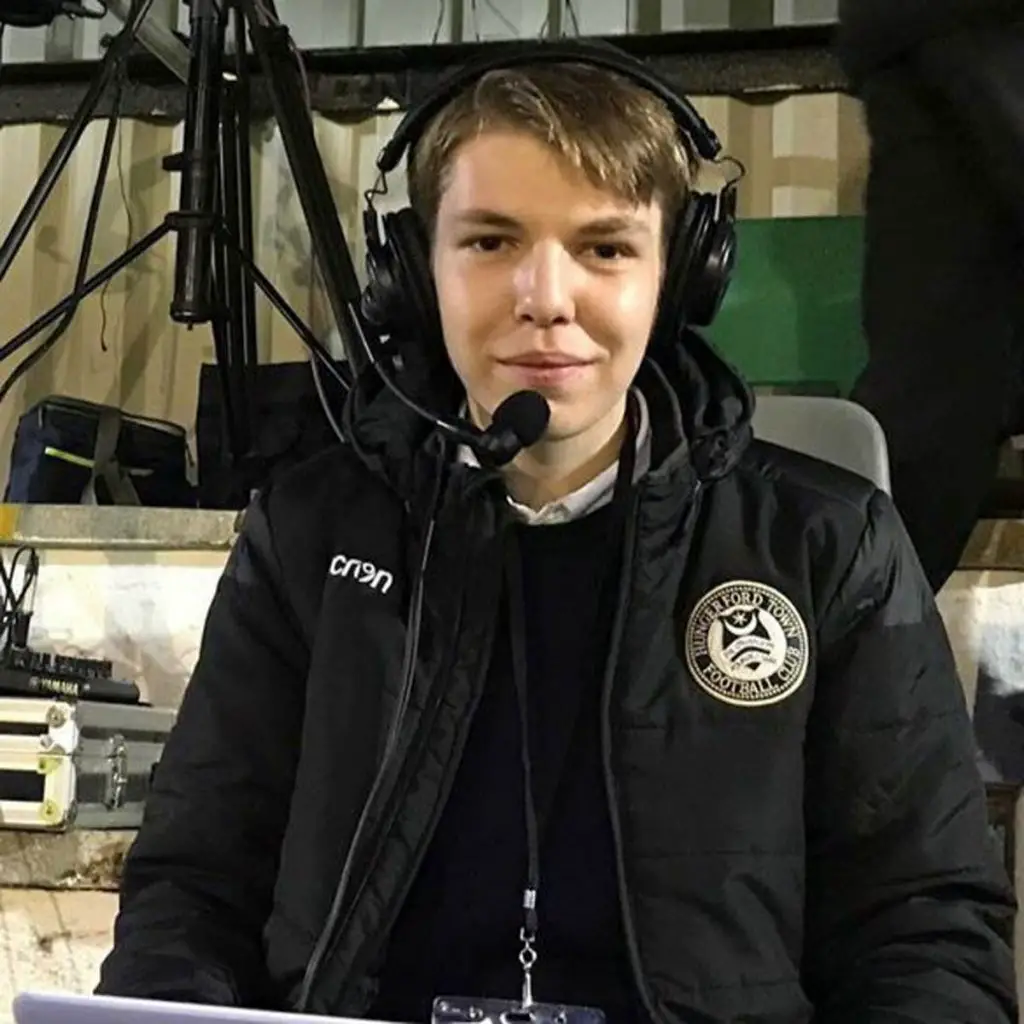 Hungerford Town's match day commentator Ciaran Morrison.