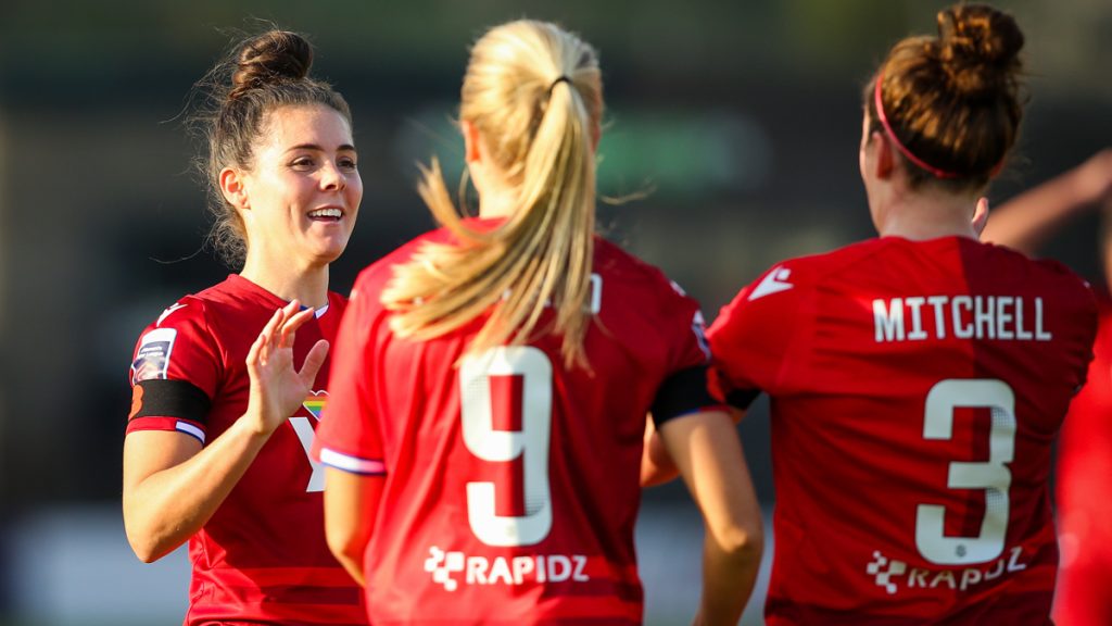 Reading FC Women's Brooke Chaplen celebrates scoring against Spurs