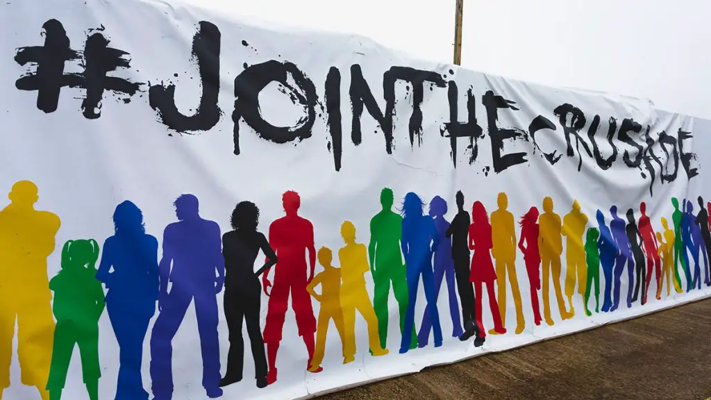 The 'Join The Crusade' banner at Hungerford Town. Photo: Darren Woolley / darrenwoolley.photos