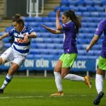 Fara Williams strikes for Reading FC Women. Photo: Neil Graham / ngsportsphotography.com