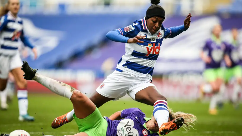 Reading FC Women's Danielle Carter rides a challenge. Photo: Neil Graham / ngsportsphotography.com