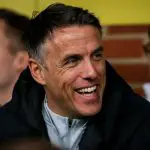 Phil Neville in the stands watching Chelsea vs Reading FC Women.
