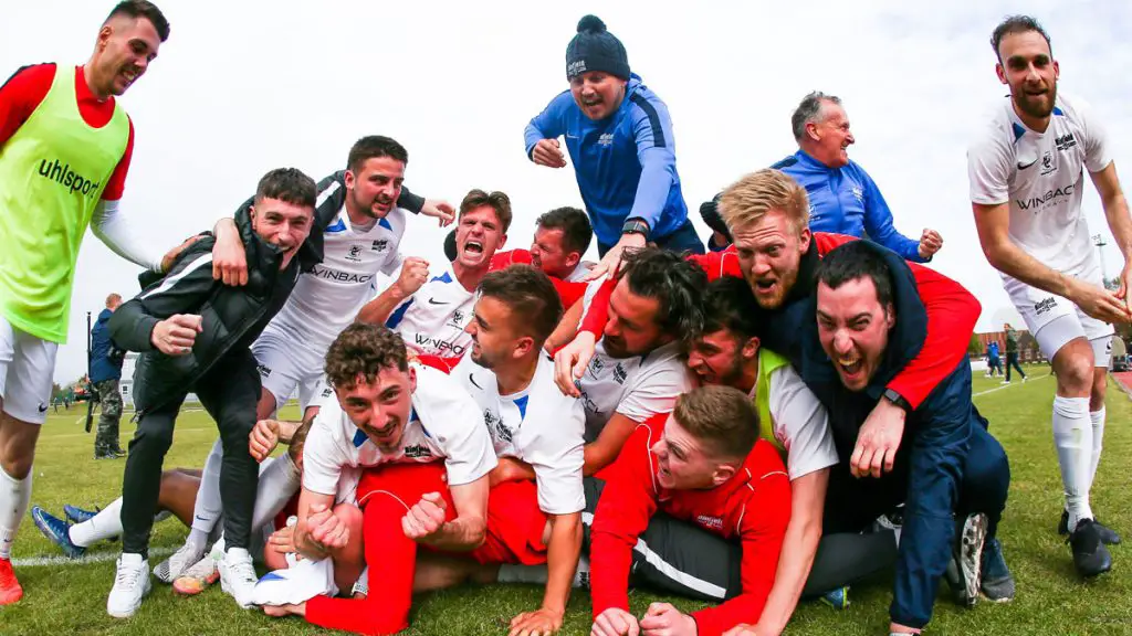 Binfield FC: The picture that made the front of the Non League Paper. Photo: Neil Graham / ngsportsphotography.com 