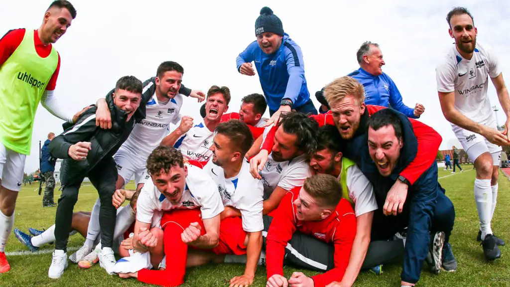 Binfield FC: The picture that made the front of the Non League Paper. Photo: Neil Graham / ngsportsphotography.com