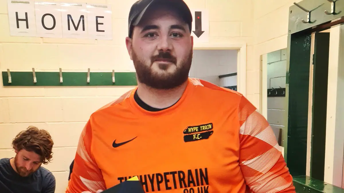 Hype Train goalkeeper and man-of-the-match, Jake Holloway. Photo: Sam Austin.