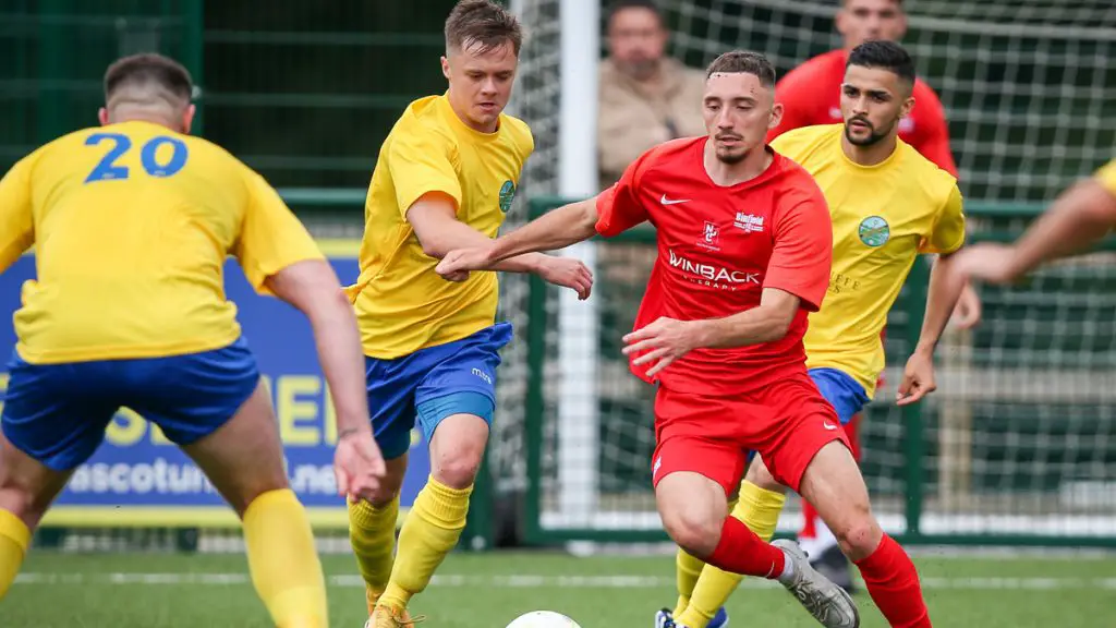 Action from Ascot United vs Binfield during pre-season. Photo: Neil Graham / ngsportsphotography.com