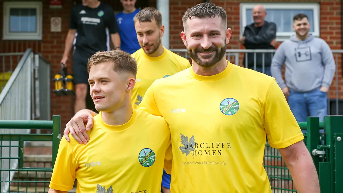Ascot United's George Lock and Chris Ellis. Photo: Neil Graham / ngsportsphotography.com