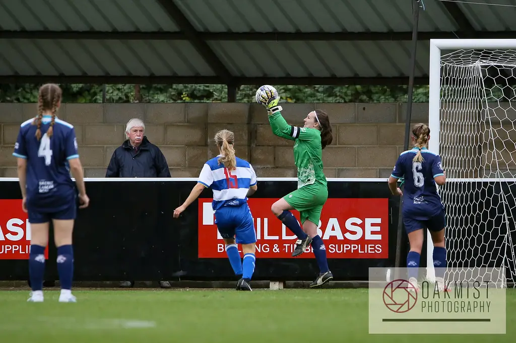 Nina Merritt makes a save against QPR in the Vitality FA Cup Photo: Oakmist Photography