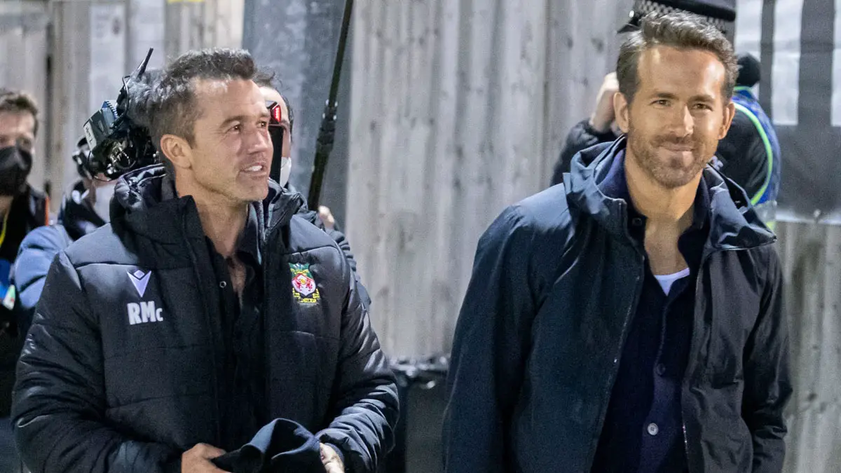 Ryan Reynolds and Rob McElhenney at Maidenhead United. Photo: Darren Woolley / darrenwoolley.photos