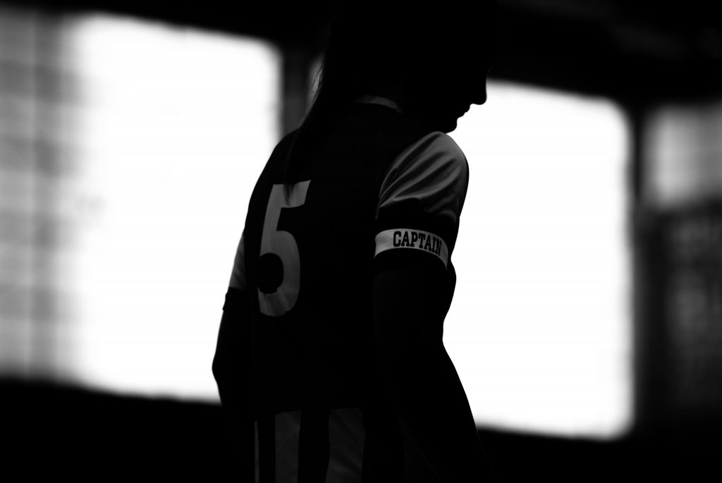 Reading Royals Women Futsal Club captain Sarah Thompson in glorious black and white. Photo: Sheena Booker.