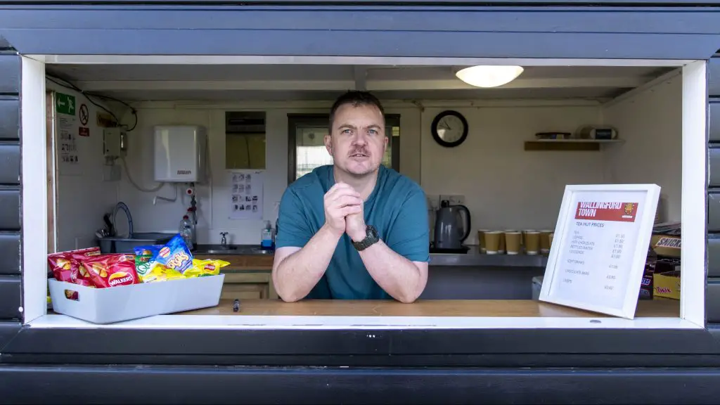 Steven Sherwood in the tea hut at Wallingford Town AFC. Photo: Cameron Howard.