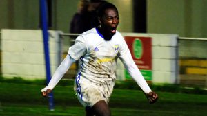 Jenyo Balogun celebrates scoring for Reading City in the FA Youth Cup. Photo: Andrew Batt.