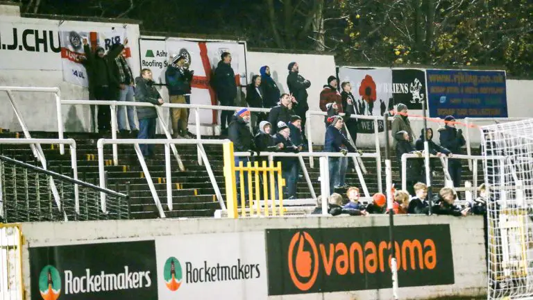 Hungerford Town fans at Bath City. Photo: Jeff Youd.