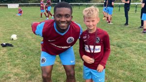Lesley-Sackey poses for a picture ahead of Berks County's FA Vase tie with Egham Town. Photo: Sally Harris.