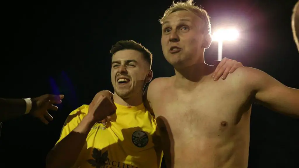 Louis Bouwers (right) and Rory Merrick celebrate. Photo: Neil Graham.