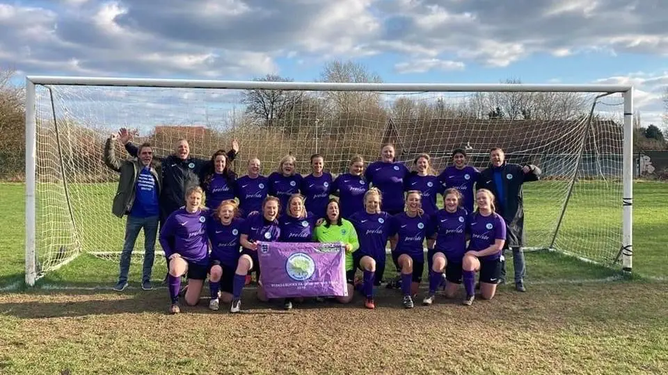 Shinfield Rangers Ladies celebrate winning the Development Division of the Thames Valley Counties Women's Football League.
