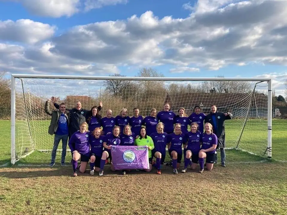 Shinfield Rangers Ladies celebrate winning the Development Division of the Thames Valley Counties Women's Football League.