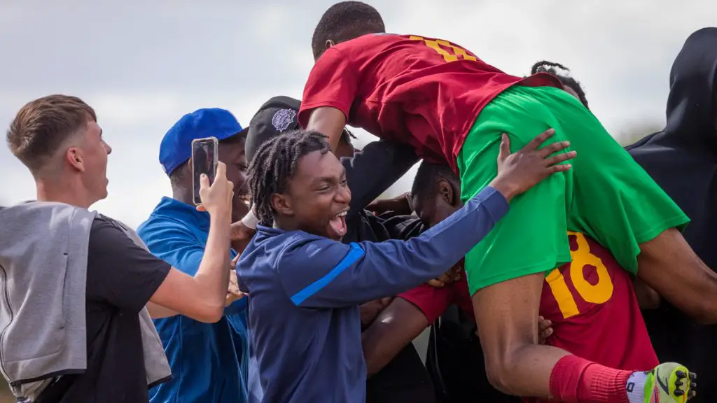 A crowd bundle at Holyport who beat Ascot United in the FA Cup. Photo: Jonathan A Bowker.