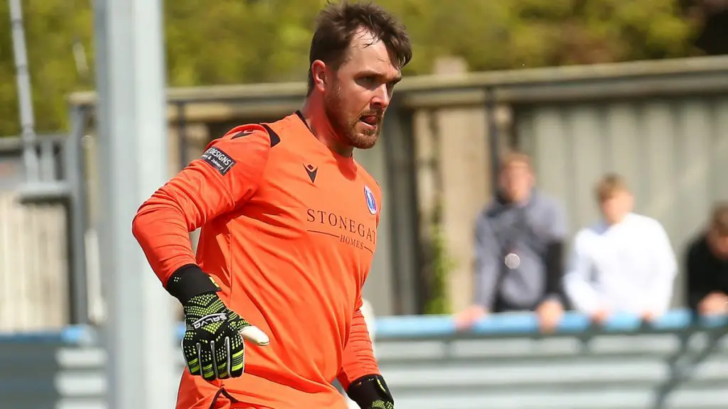 Dan Lincoln in goal for Dorking Wanderers. Photo: Jeff Youd.