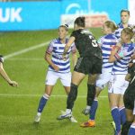 Lotte Wubben-Moy heads at the Reading FC Women goal. Photo: Neil Graham.