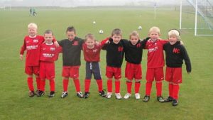 Lewis Hall (second from the right) at Binfield FC. Photo supplied by Binfield FC.