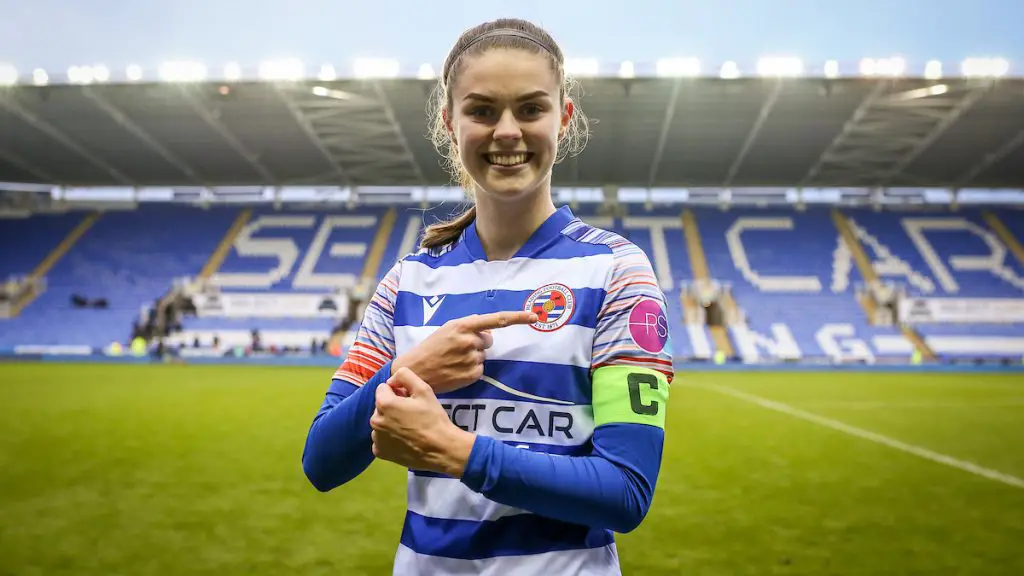 Emma Harries captained Reading FC Women for the first time against Tottenham Hotspur. Photo: Neil Graham.