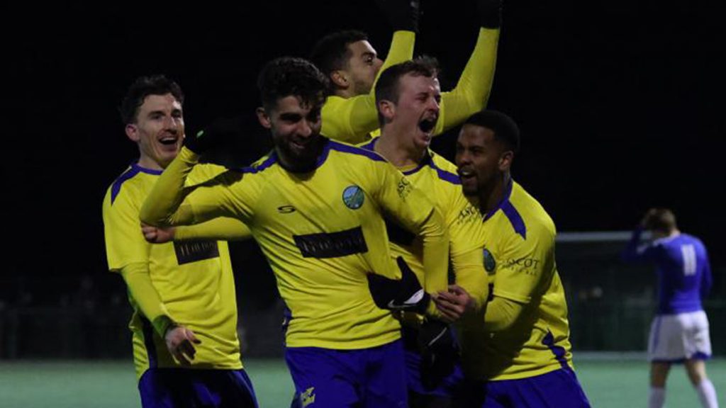 Usman Lalustani celebrates scoring for Ascot United. Photo: Rob Mack.