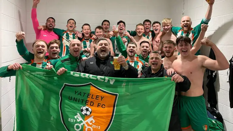 Yateley United celebrate winning the Thames Valley Premier League.