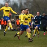 Ascot United celebrate their FA Vase Quarter Final win. Photo: Rob Mack.