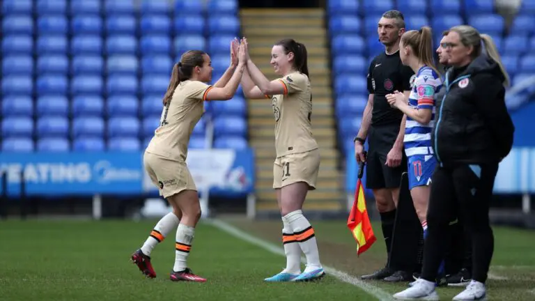 Aimee Claypole comes on for Chelsea at the Select Car Leasing stadium.