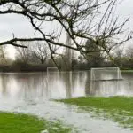 Pitch 3 at Binfield FC is flooded. Photo: Rob Challis.