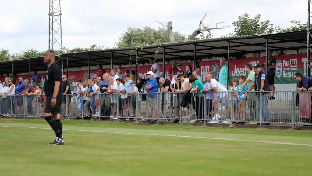 Crowds at Stag Meadow for Windsor & Eton's first home game. Photo: Richard Milam.