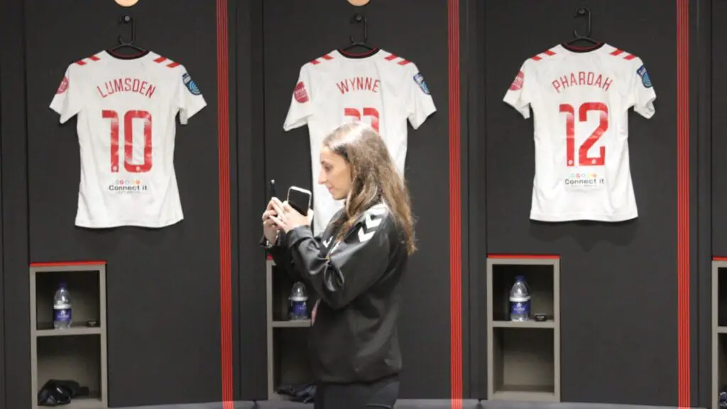 Alicia Povey in the Southampton FC Women dressing room. Photo supplied.