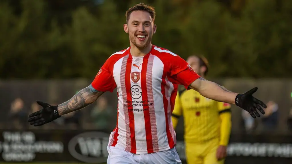 Joe Grant celebrates. Photo: John Leakey.