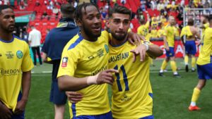 Brendan Matthew and Usman Lalustani at Wembley Stadium. Photo: Neil Graham.