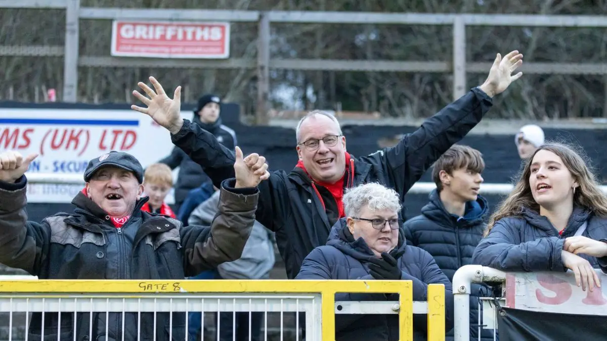 Bracknell Town fans in Wales. Photo: John Leakey.