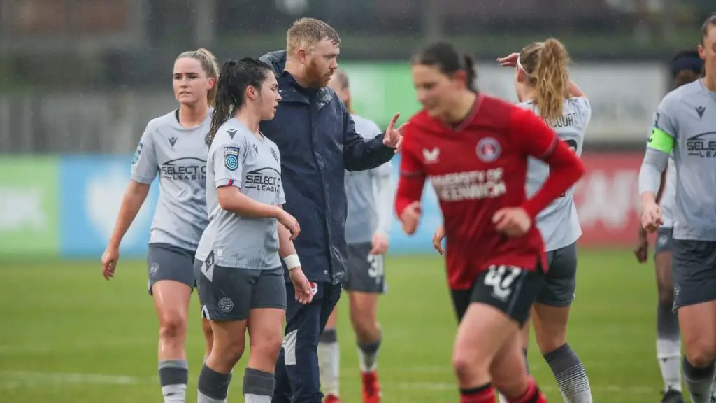 Halle Houssein and Reading FC Women manager Liam Gilbert. Photo: Neil Graham.