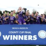 Reading FC Women under 21s lift the County Cup. Photo: Neil Graham.