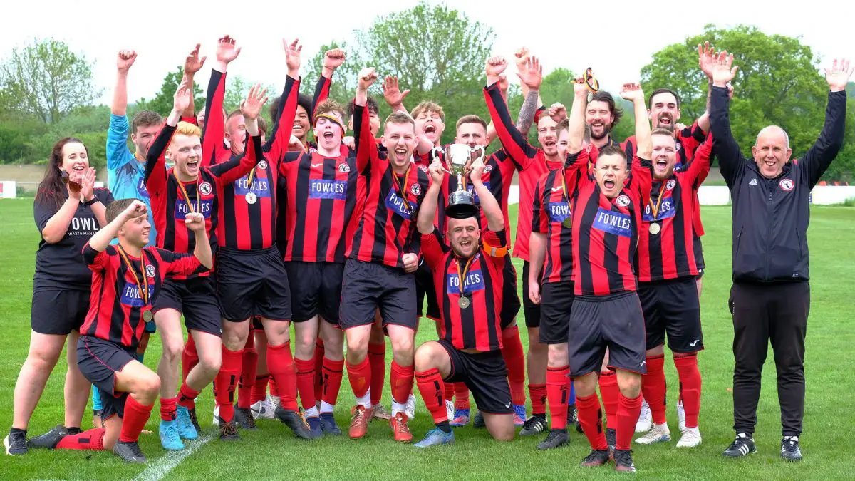 Wraysbury Development celebrate winning the BTC Junior Cup Final in 2023. Photo: Andrew Batt.