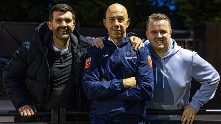 Stuart Hammonds, Jon Underwood and Neil Baker reunite at Bracknell Town for one night only. Photo: John Leakey.